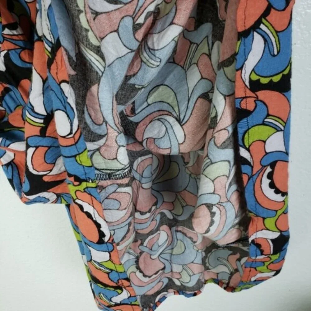 NOOWORKS Louise Mini Shift Dress 70s Style Print size XL Colorful Art-to-wear